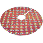 サンタハットナインのボールパターン(赤) ブラッシュドポリエステルツリースカート (アングル)