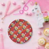 サンタハットナインのボールパターン（赤） ペーパープレート (パーティー)