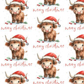 サンタハットハイランド牛のスクリプトメリークリスマス 薄葉紙