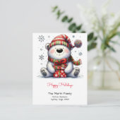 サンタハットハッピーホリデーにスイートポーラークマ ポストカード (スタンド正面)