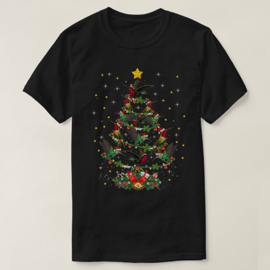 サンタハットハミングバードクリスマスギフトハミングバードキリスト Tシャツ (デザイン正面)