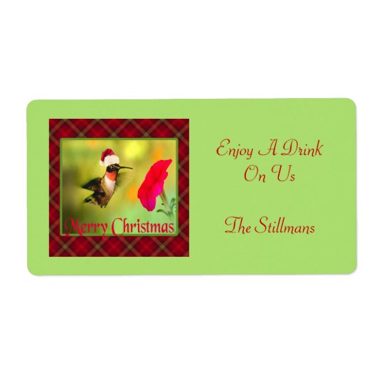 サンタハットハミングバードクリスマス ラベル (正面)