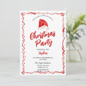 サンタハットハンドドロードクリスマスディナーパーティー 招待状 (スタンド正面)