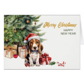 サンタハットバセットハウンドパピードッグクリスマス (正面横)