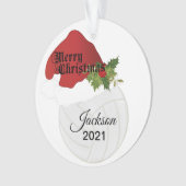 サンタハットバレーボールデザイン | DIY名 オーナメント (正面)