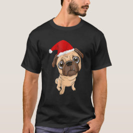 サンタハットパグドッグクリスマスパジャマシャ男性へツ Tシャツ