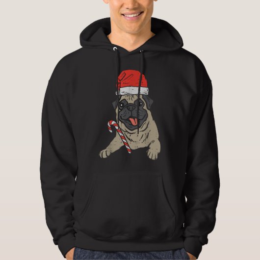 サンタハットパグドッグクリスマス パーカ (正面)