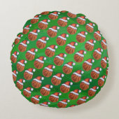 サンタハットパターンのバスケットボール ラウンドクッション (正面)
