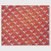 サンタハットパターンのバスケットボール ラッピングペーパー (フラット)