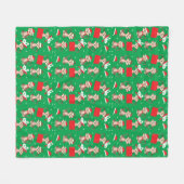 サンタハットパターンクリスマスプレゼントを持つサル フリースブランケット (正面(横))