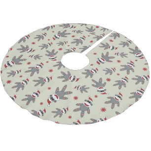 サンタハットパターンクリスマス付き靴下モンキー ブラッシュドポリエステルツリースカート