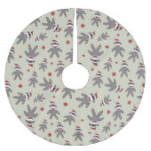 サンタハットパターンクリスマス付き靴下モンキー ブラッシュドポリエステルツリースカート (正面)