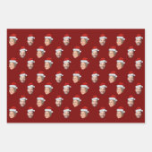 サンタハットパーソナライズされた顔2写真クリスマスプレゼント ラッピングペーパーシート (正面3)