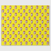 サンタハットパーソナライズされた顔2写真クリスマスプレゼント ラッピングペーパー (フラット)