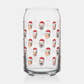 サンタハットパーソナライズされた顔3写真クリスマスプレゼント ガラス缶 (正面)