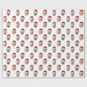 サンタハットパーソナライズされた顔3写真クリスマスプレゼント ラッピングペーパー (フラット)