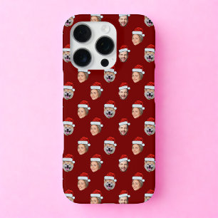 サンタハットパーソナライズされた顔3写真クリスマスプレゼント iPhone 16 PROケース