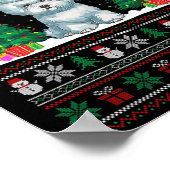 サンタハットビコンフリースドッグクリスマスツリーが醜いSを点灯 ポスター (角)