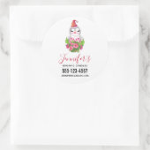 サンタハットビジネスのキュートクリスマスペンギン ラウンドシール (バッグ)