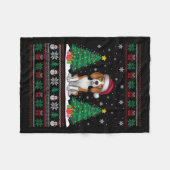 サンタハットビーグル犬クリスマスツリーが醜いSwを点灯 フリースブランケット (正面(横))