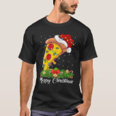 サンタハットピザクリスマに合うピザのお皿好き Tシャツ (正面)