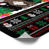 サンタハットピットブルドッグクリスマスツリーライト醜いS ポスター (角)