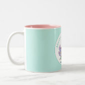 サンタハットピンク&ティール(緑がかった色)の可愛いクリスマスマーメイド ツートーンマグカップ (左)