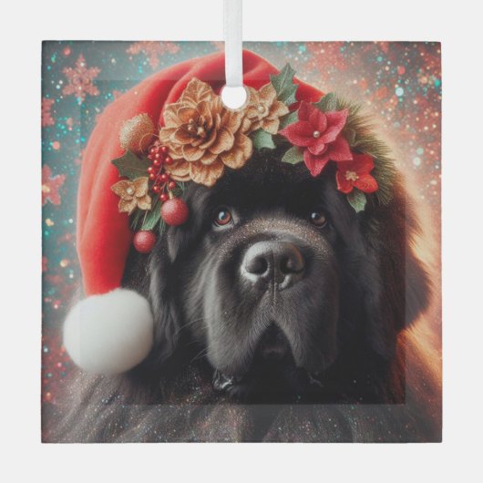 サンタハットファンシーの新参者 ガラスオーナメント (正面)