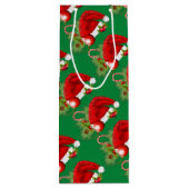 サンタハットフェスティバルクリスマスグリーン ワインギフトバッグ (裏面)