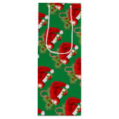 サンタハットフェスティバルクリスマスグリーン ワインギフトバッグ (正面)