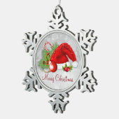 サンタハットフェスティバルクリスマススノーフレークオーナメント スノーフレークピューターオーナメント (右)