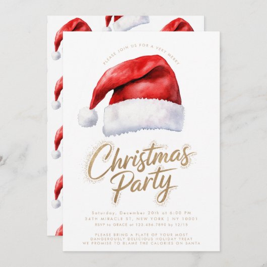 サンタハットフェスティバルクリスマスパーティー 招待状 (正面/裏面)