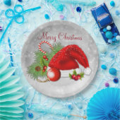 サンタハットフェスティバルクリスマス紙プレート ペーパープレート (パーティー)