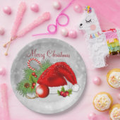 サンタハットフェスティバルクリスマス紙プレート ペーパープレート (パーティー)