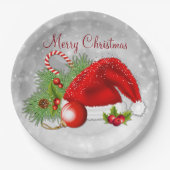 サンタハットフェスティバルクリスマス紙プレート ペーパープレート (正面)