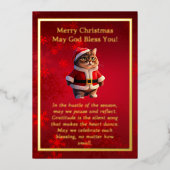 サンタハットフォイルカードが可愛い猫 箔シーズンカード (正面)