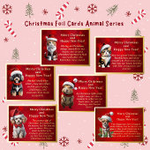 サンタハットフォイルポストカードに入った太い猫 箔シーズンポストカード