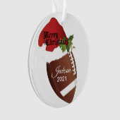 サンタハットフットボールデザイン | DIY名 オーナメント (正面)