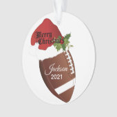 サンタハットフットボールデザイン | DIY名 オーナメント (正面)