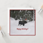 サンタハットフラットホリデーカードでムース カード (正面/裏面インサイチュ)