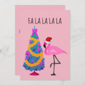 サンタハットフラミンゴクリスマスカード シーズンカード (正面/裏面)