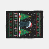 サンタハットブラックラブラドールドッグクリスマスツリーライト醜い フリースブランケット (正面(横))