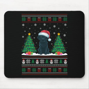 サンタハットブラックラブラドールドッグクリスマスツリーライト醜い マウスパッド