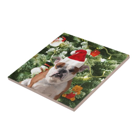 サンタハットブルドクリスマスツリー雪だるまギフトボックス タイル (側面)