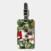 サンタハットブルドクリスマスツリー雪だるまギフトボックス ラゲッジタグ (正面縦)