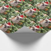 サンタハットブルドクリスマスツリー雪だるまギフトボックス ラッピングペーパー (角)