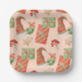 サンタハットプレゼントズバウブルズホリースクエア ペーパープレート (正面)