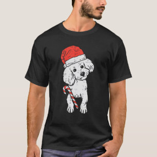 サンタハットプードルドッグクリスマスクリスマスメンズウィメンズキッズ Tシャツ