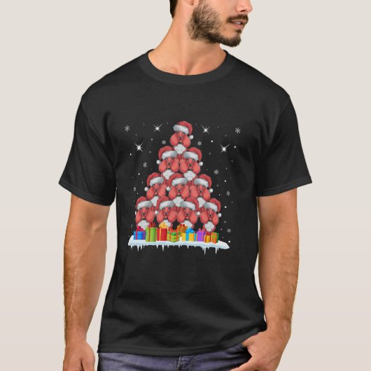 サンタハットプードル愛犬家メンズウィメンズキッズクリスチム Tシャツ (正面)