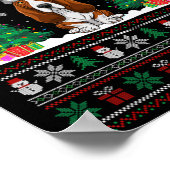 サンタハットベットハウンドドクトクリスマスツリーライト醜いスウェア ポスター (角)